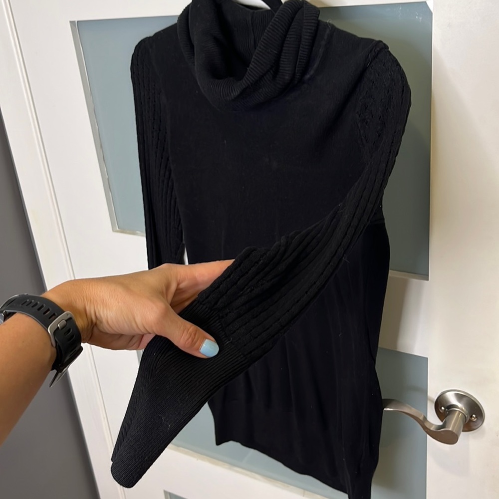 Textured sleeve black sweater size xs